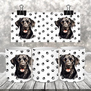Black Lab - Sublimation Coffee Mug - Coffee Mug Wrap PNG Design - Digital Download