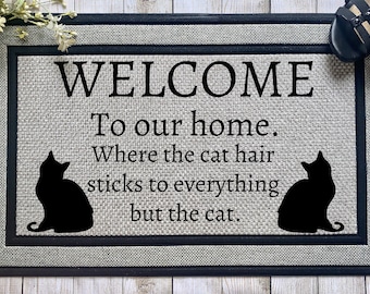 Welcome to Our Home Cat - Front Door Mat Sublimation Design - Digital Download - PNG Digital Design