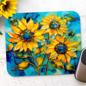 Alcohol Ink Sunflowers  - Mouse Pad Sublimation - PNG Design Instant Download
