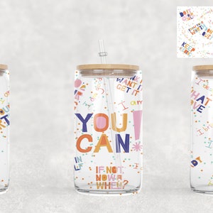 16oz Libbey Glass Can Sublimation You Can Wrap PNG Design