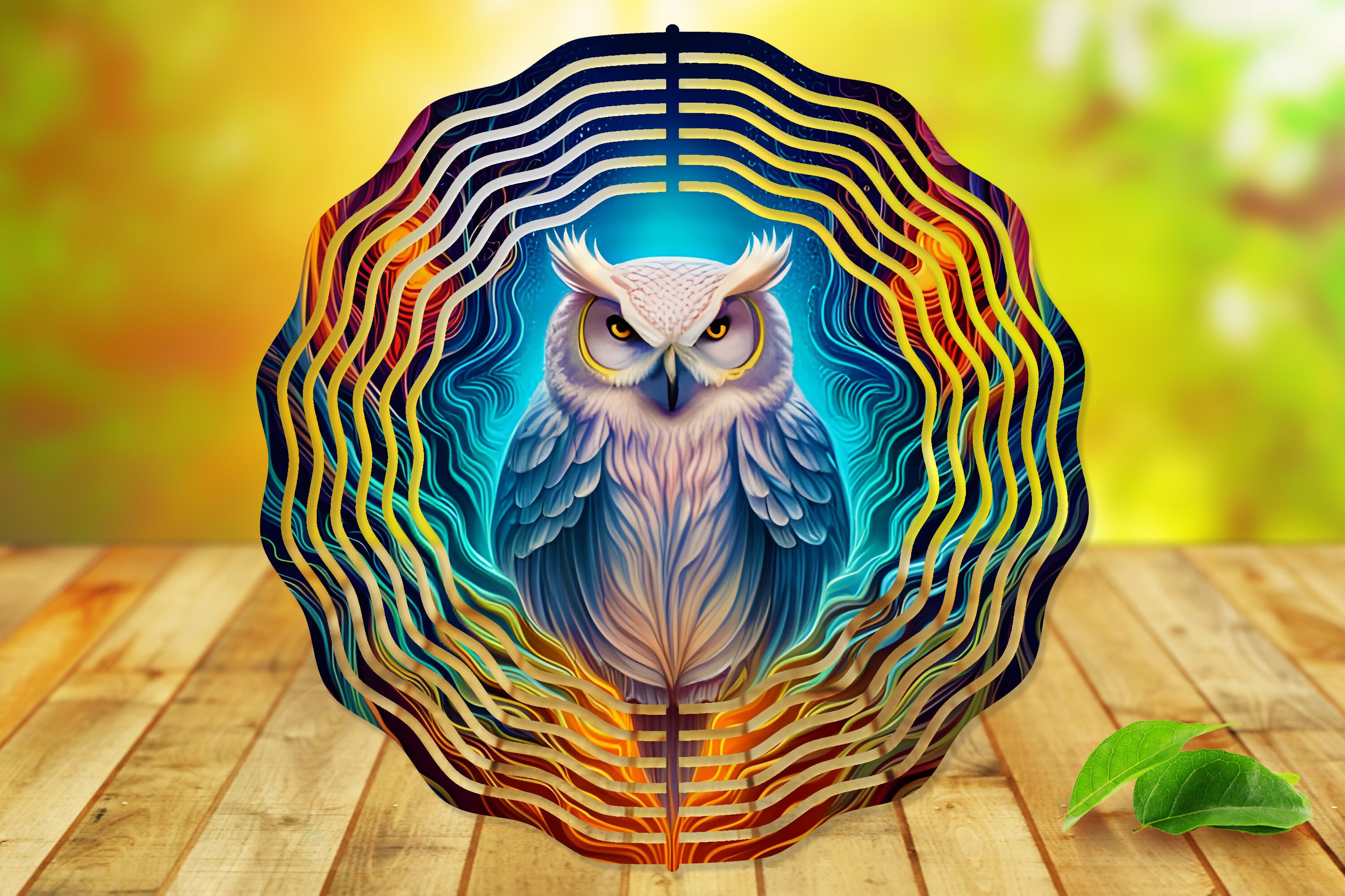 Wind Spinner Sublimation - 3D Celestial Owl - Wind Spinner Design - 10 Inch - PNG Download