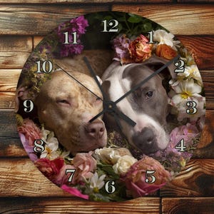 Pit Bull Dogs - Wall Clock Design - With Numbers - PNG Design - Digital Download