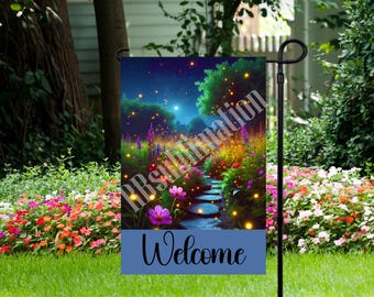 Welcome Fireflies - Garden Flag 12"x 18" - Sublimation Garden Flag Design - PNG Digital Download