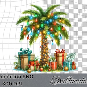 Kerst palmboom aquarel clipart - digitale png-clipart - scrapbooking - transparante achtergrond