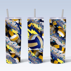 Volleyball Tumbler Sublimation Design 20oz Skinny PNG Digital Download Template- 20oz Skinny Tumbler Wrap Design