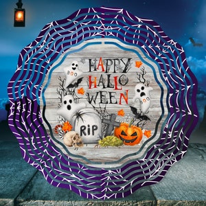 Wind Spinner Sublimation - Happy Halloween Ghost - Wind Spinner Design - 10 Inch - PNG Download