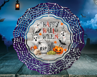 Wind Spinner Sublimation - Happy Halloween Ghost - Wind Spinner Design - 10 Inch - PNG Download
