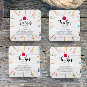 Sublimation Square Coasters - Teacher Definition - Set of 4 Coaster Design - PNG Download