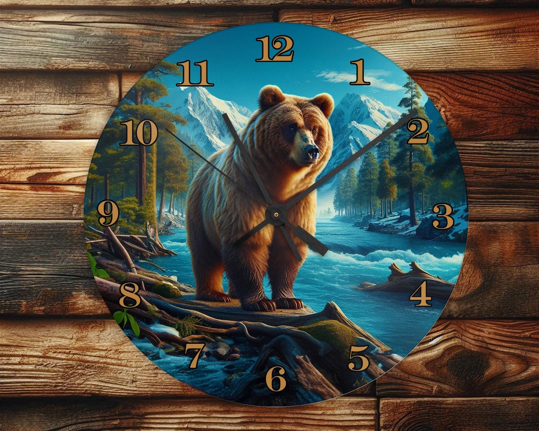 Mountain Bear - Wall Clock Design - With Numbers - PNG Design - Digital ...