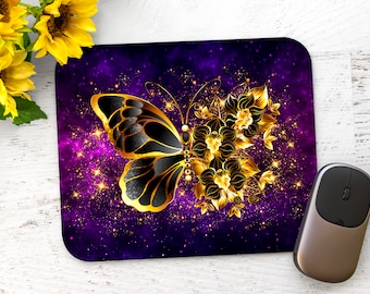 Sublimation Mouse Pad - Black and Gold Butterfly Galaxy - Rectangle Mouse Pad - PNG Design Instant Download