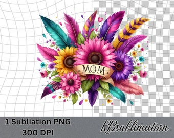Mom Sunflowers - Watercolor Clipart - PNG Digital Clipart - Scrapbooking - Transparent Background