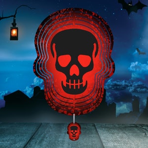 Skull Wind Spinner Sublimation - Black Skull - Skull Wind Spinner With Tail Design - PNG Design