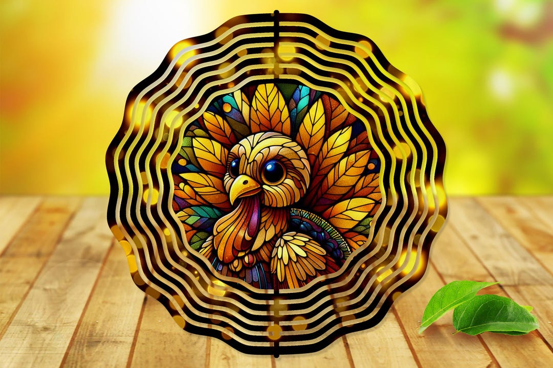 Wind Spinner Sublimation - Stained Glass Turkey - Wind Spinner Design ...