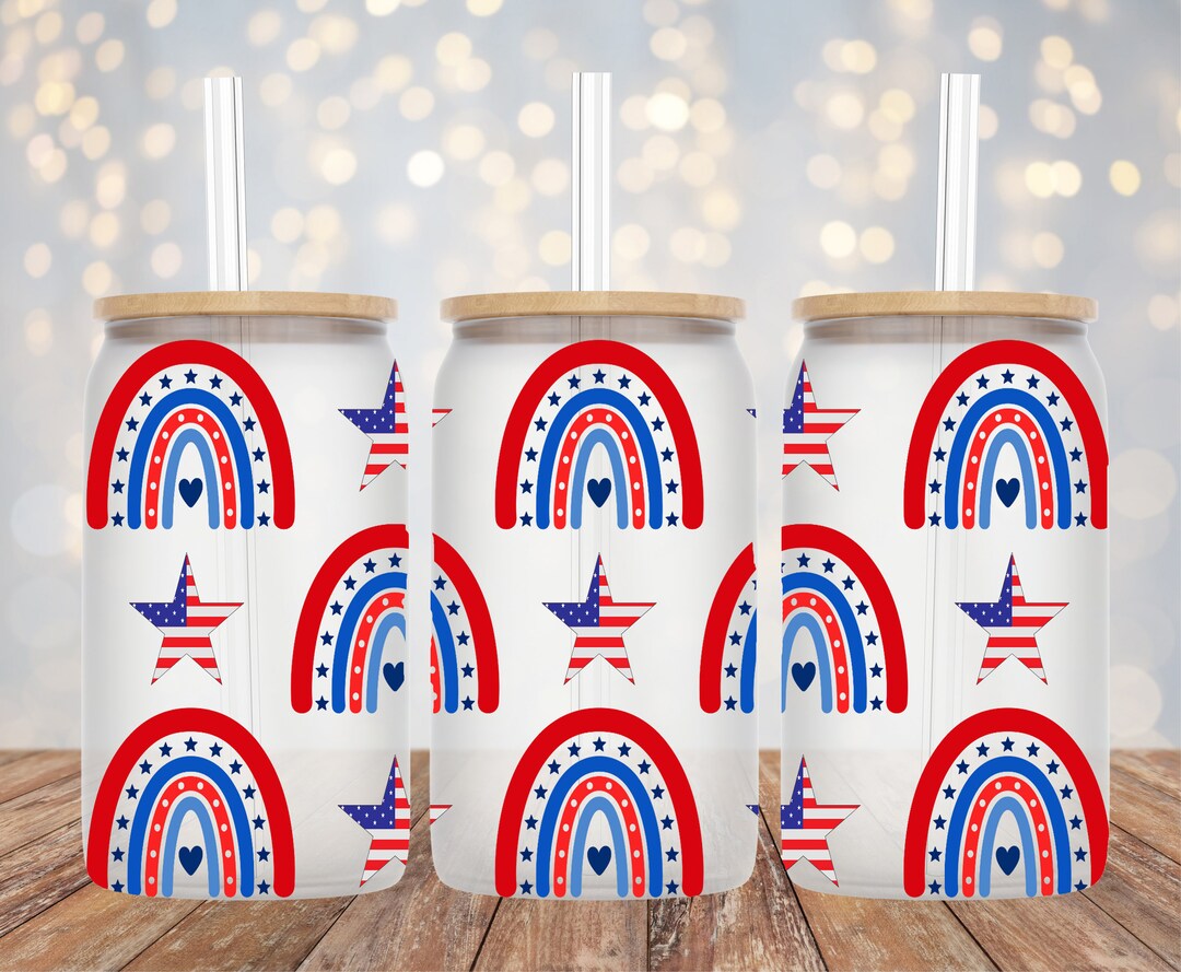 16oz Libbey Sublimation - Patriotic Boho Rainbow and Stars - Libbey ...