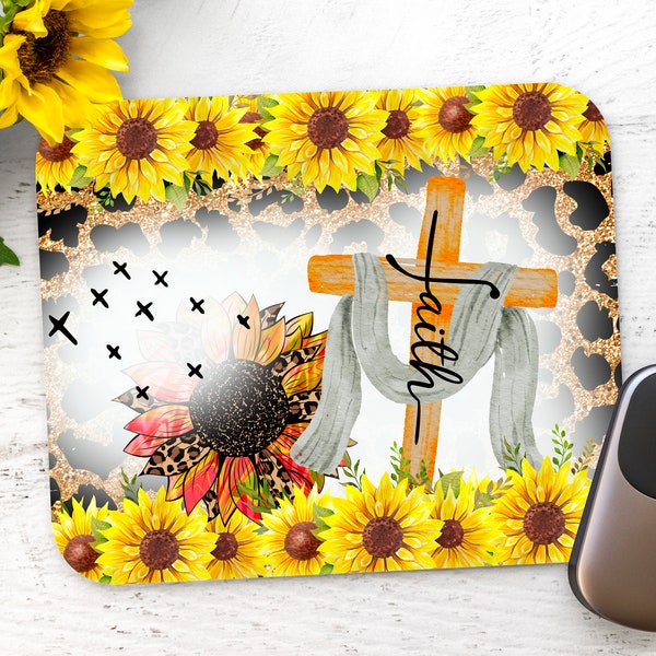 Faith and Sunflowers - muismat sublimatie - png-ontwerp direct downloaden