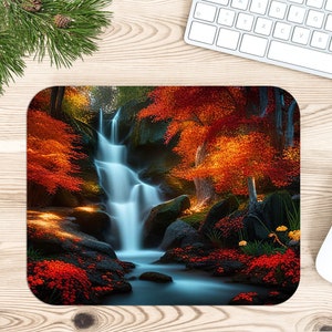 Autumn Stream - Rectangle Mouse Pad Sublimation - Mouse Pad PNG Design Instant Download