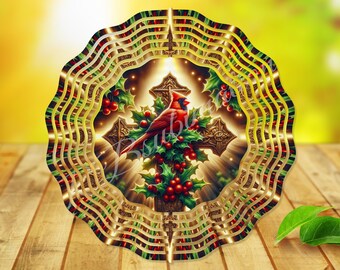 Wind Spinner Sublimation -Christmas Cross - Wind Spinner Design - 10 Inch - PNG Download