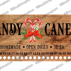 Zuckerstangen-Countdown - Advents-Sublimationsdesign - Selbstgemachte Zuckerstangen - Digital Download PNG