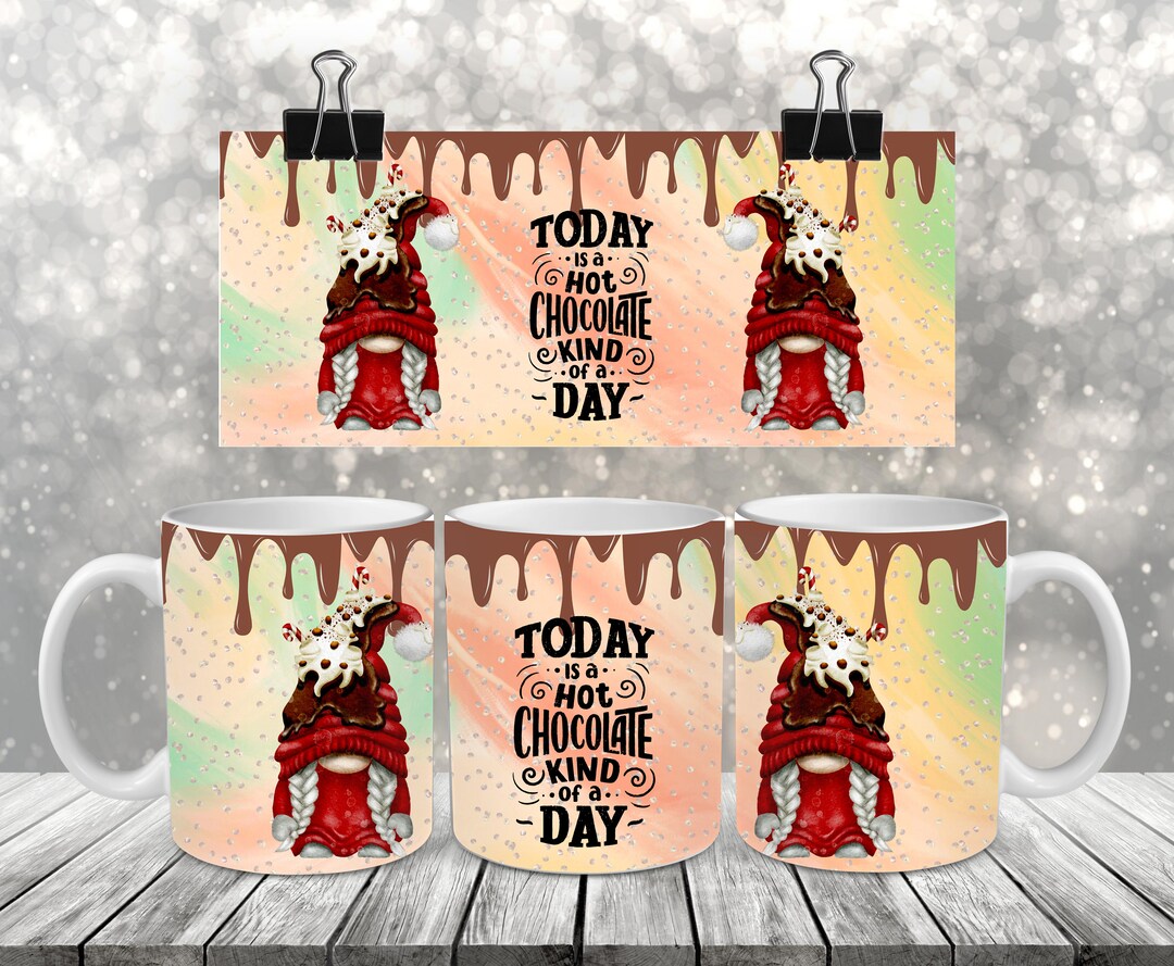 Coffee Mug Sublimation Happiness is Hot Cocoa Coffee Mug Wrap PNG