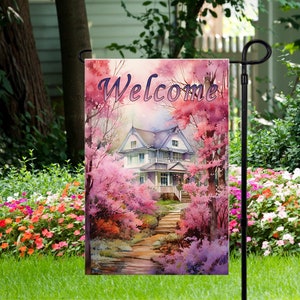 Cottage - Welcome - Garden Flag 12&quot;x 18&quot; - Garden Flag - PNG Digital Download