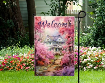 Cottage - Welcome - Garden Flag 12"x 18" - Garden Flag - PNG Digital Download