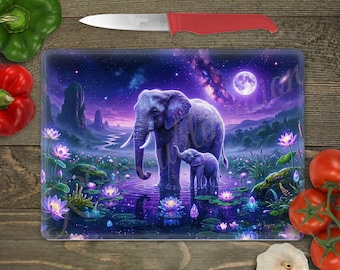 Glass Cutting Board Sublimation - Elephants - 15.5 x 11.25 Inch - PNG Download - Digital Download