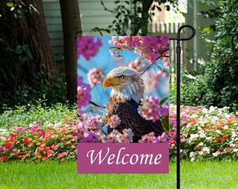 Welcome Bald Eagle - Garden Flag 12"x 18" - Sublimation Garden Flag Design - PNG Digital Download
