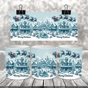 Sublimation Coffee Mug - Merry Christmas - Coffee Mug Wrap PNG Design