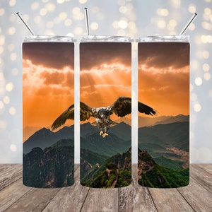 20oz Sublimation - Buzzard In The Valley - Straight Tumbler Wrap - PNG Design- 20oz Skinny Tumbler Wrap Design