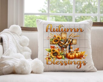 Autumn Blessing Pillow Design - PNG Digital Download - Sublimation Design - Transparent Background - Instant Download