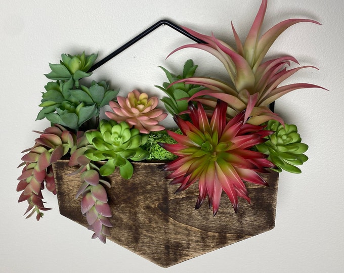 Picture of Succulent Wall Hanging; Wall Planter; Faux Succulent Wall Decor ...