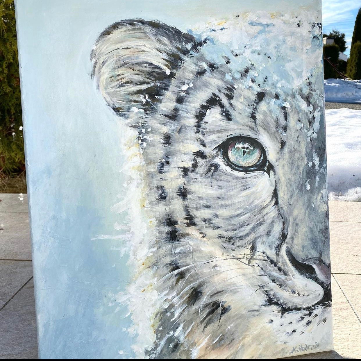Original painting Snow Leopard Acrylic painting Home decor | Etsy