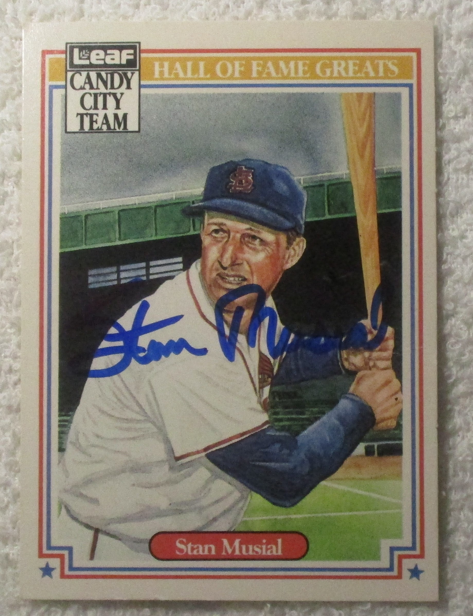 Stan Musial Hall of Fame Greats Autographed Card Cardinals No 