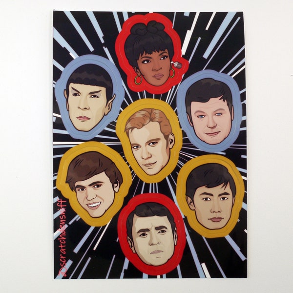Star Trek sticker set | TOS | tv series | Captain Kirk | Spock | Uhura | Sulu | enterprise | laptop stickers | tumbler decals | LLAP