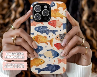 Kawaii Koi Fisch Aquarell iPhone MagSafe Hülle, Sommer Strand Handyhülle