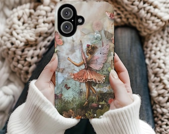 Pink Fairy Phone Case: Whimsical Scrapbook Style, Impact-Resistant