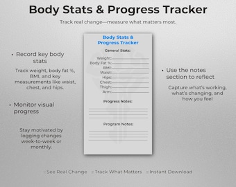 Fortschrittstagebuch - druckbares Mess-Tagebuch mit Fotoboxen | Klarheit Blueprint Style | Fitness Fortschritt Journal PDF
