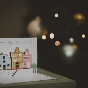 Carte pop-up maison traditionnelle d'Amsterdam (avec enveloppe), carte vierge, carte de voeux Hollande pour toutes les occasions ! ACHETEZ-EN 10, OBTENEZ-EN 1 GRATUITEMENT !