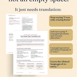 Career Gap Translation Kit | Resume Builder, Interview Prep (Digital Download)