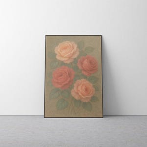 Timeless Roses Botanischer Rosenstrauß Druck – Handgezeichnete Blumenzeichnung – Schwarzweiße Wandkunst für Schlafzimmer, Büro oder Wohnzimmer