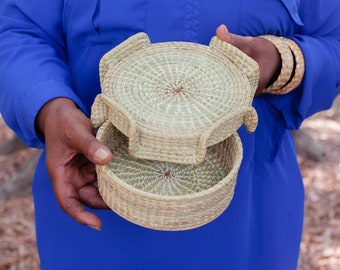 Sweetgrass Elephant ears covered basket