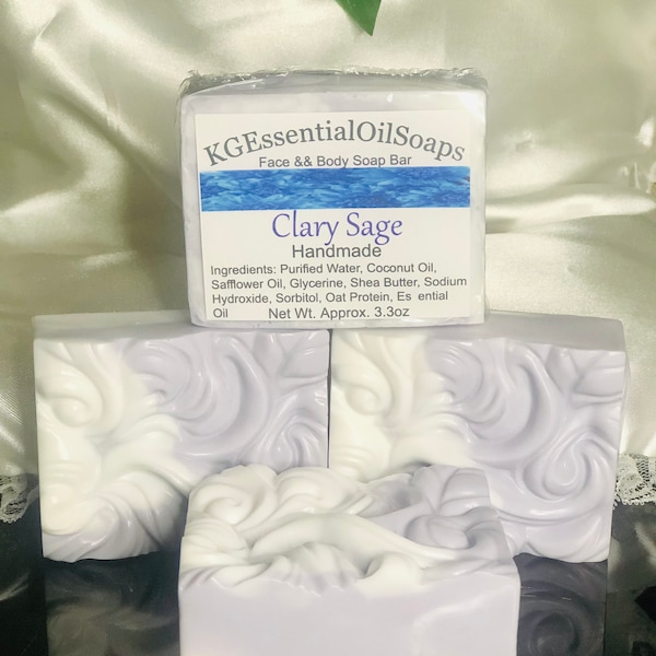 Clary Sage Essential Oil Wave Soap Bar With Shea Butter | All Natural | Handmade | Wave Soap | Bar Soap | Clary Sage Soap | Soap