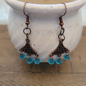 Teal chandelier earrings