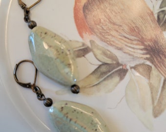 Sage ceramic dangle earrings