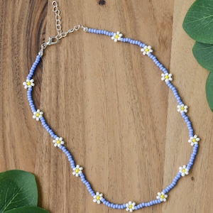 beaded flower necklace, daisy chain necklace | custom personalized handmade jewelry | gift for her - make this necklace your own by choosing your own color palette. dainty and lively, this necklace is perfect for any occasion! simple joys by ella