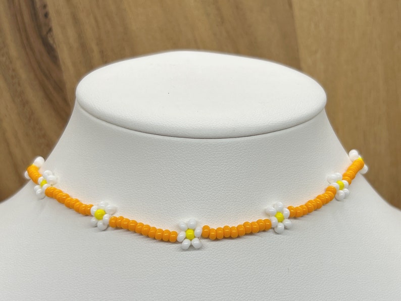 beaded flower necklace, daisy chain necklace | custom personalized handmade jewelry | gift for her - make this necklace your own by choosing your own color palette. dainty and lively, this necklace is perfect for any occasion! simple joys by ella