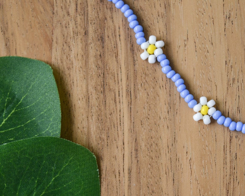 beaded flower necklace, daisy chain necklace | custom personalized handmade jewelry | gift for her - make this necklace your own by choosing your own color palette. dainty and lively, this necklace is perfect for any occasion! simple joys by ella