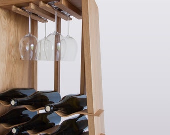 Wine Bottle Rack with Glass Holder, Space-saving Wooden Floor Wine Rack, Wine Stand, Wine Cabinet, Home Drink Bar Rack, Wine Gift