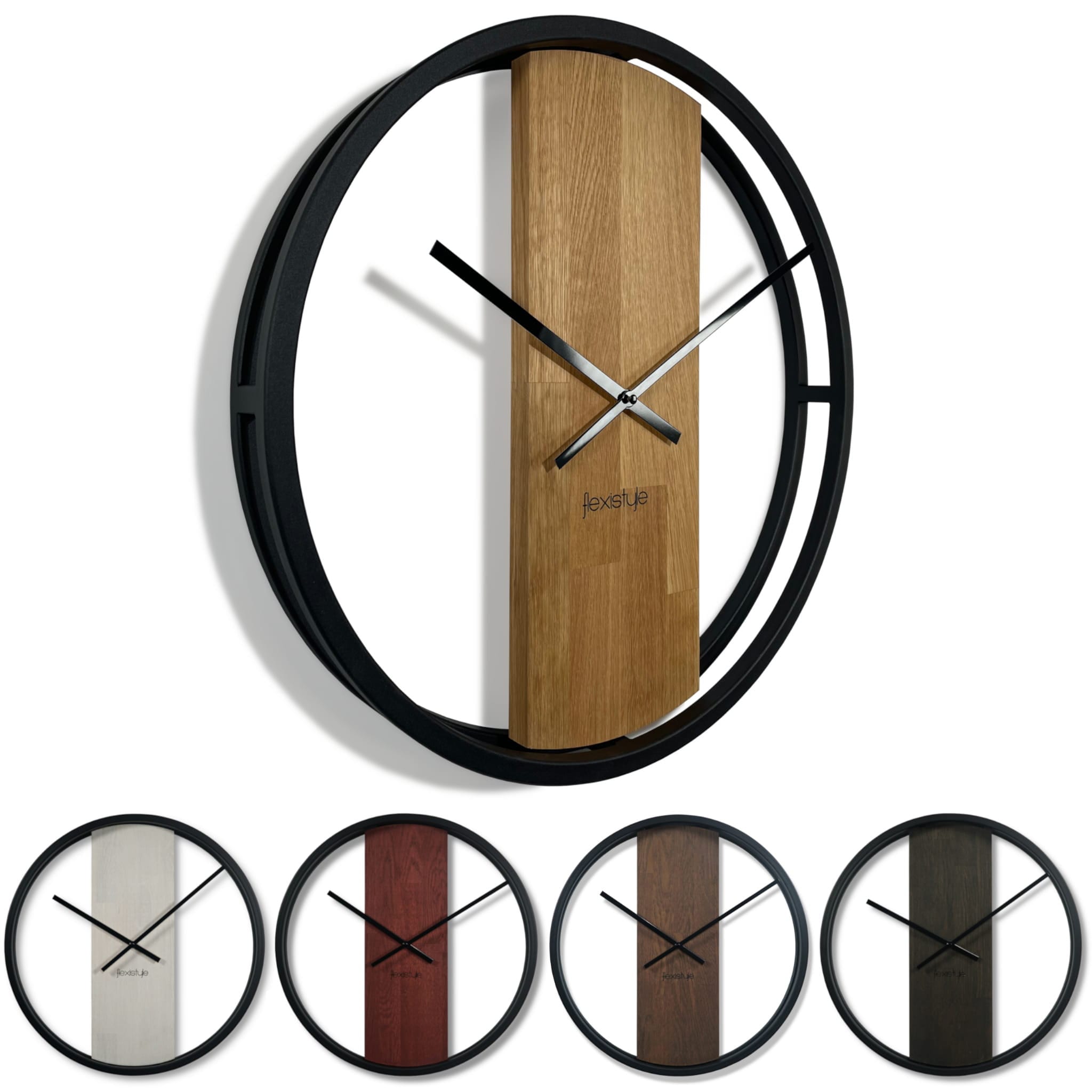 60cm / 24 Oversized Industrial Style Wall Clock, Big Round Wooden