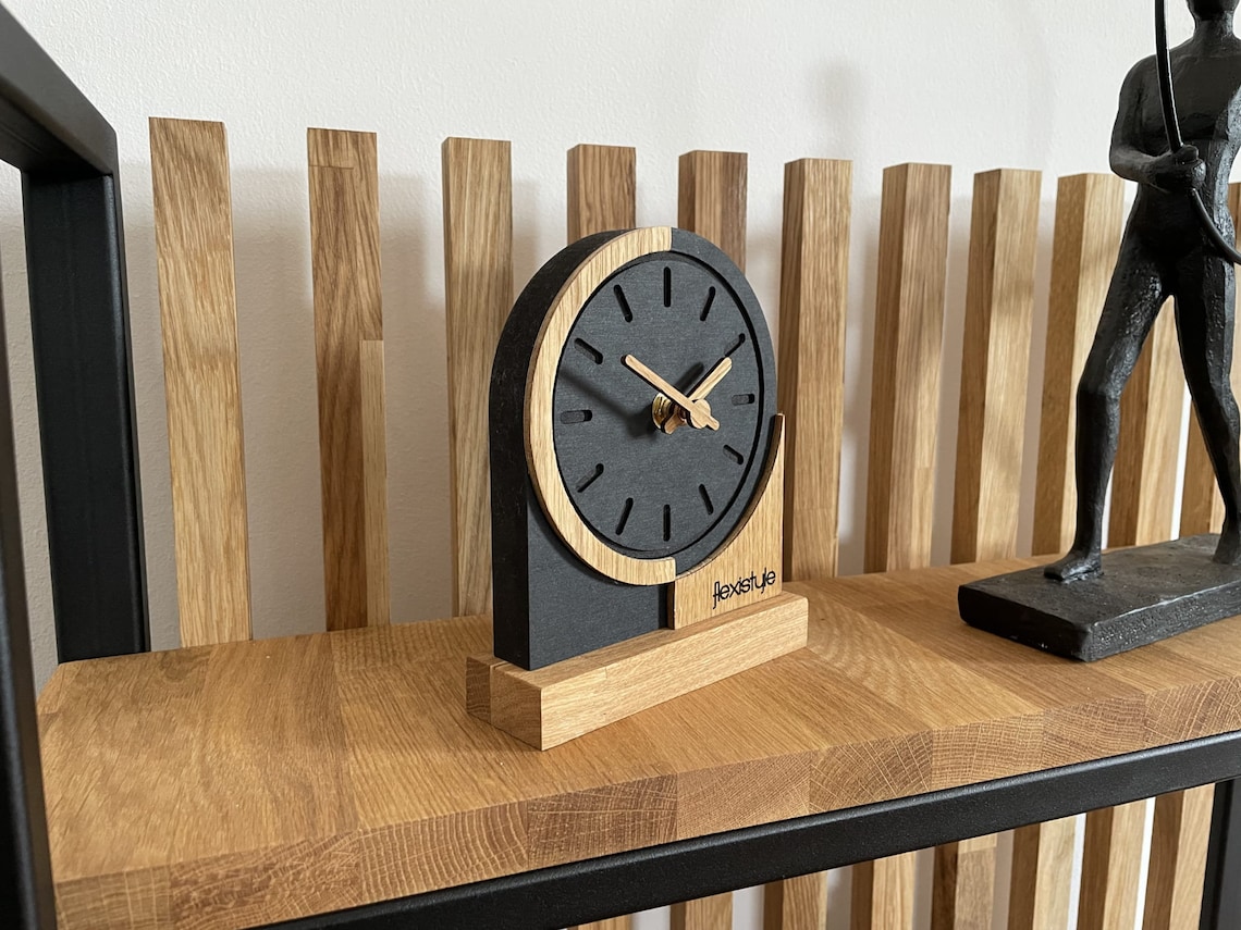 Table Clock stand Clock Oak Clock wooden Clock Modern - Etsy